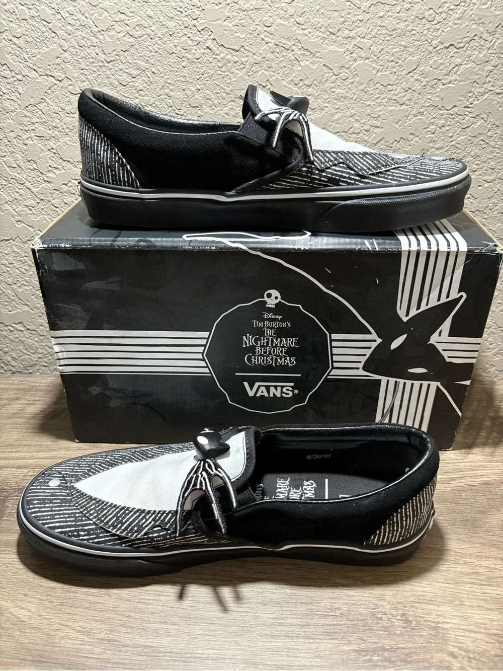 Vans The Nightmare Before Christmas Jack Skellington Black White Slip-Ons
